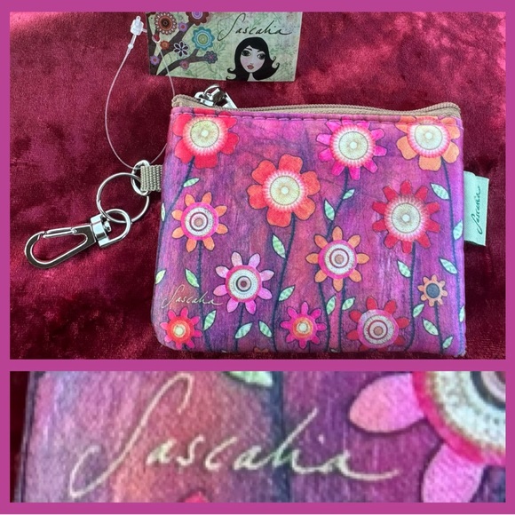 Sascalia Pink Floral Card & Coin Pouch - Picture 4 of 8